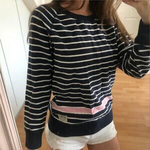 Jack Wills Blue Cotton Striped Pullover Sweater